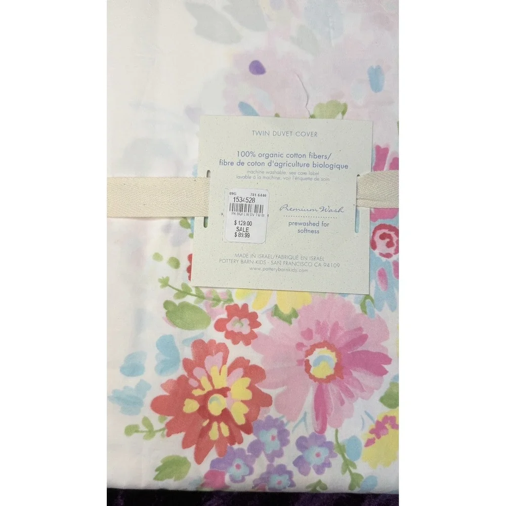 Pottery Barn Kids Duvet Cover Bouquet of Flowers Twin Organic Cotton Floral